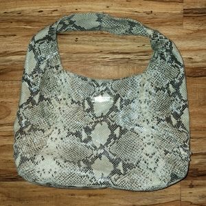 Michael kors leather snakeskin hobo bag